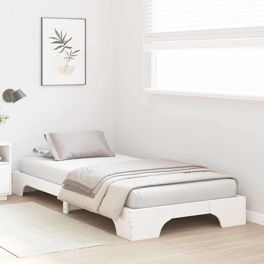 Bedframe Wit 90 x 190 cm Massief grenenhout