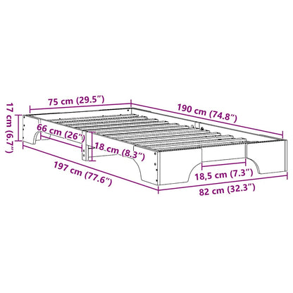 Bedframe Naturel 75 x 190 cm Massief grenenhout