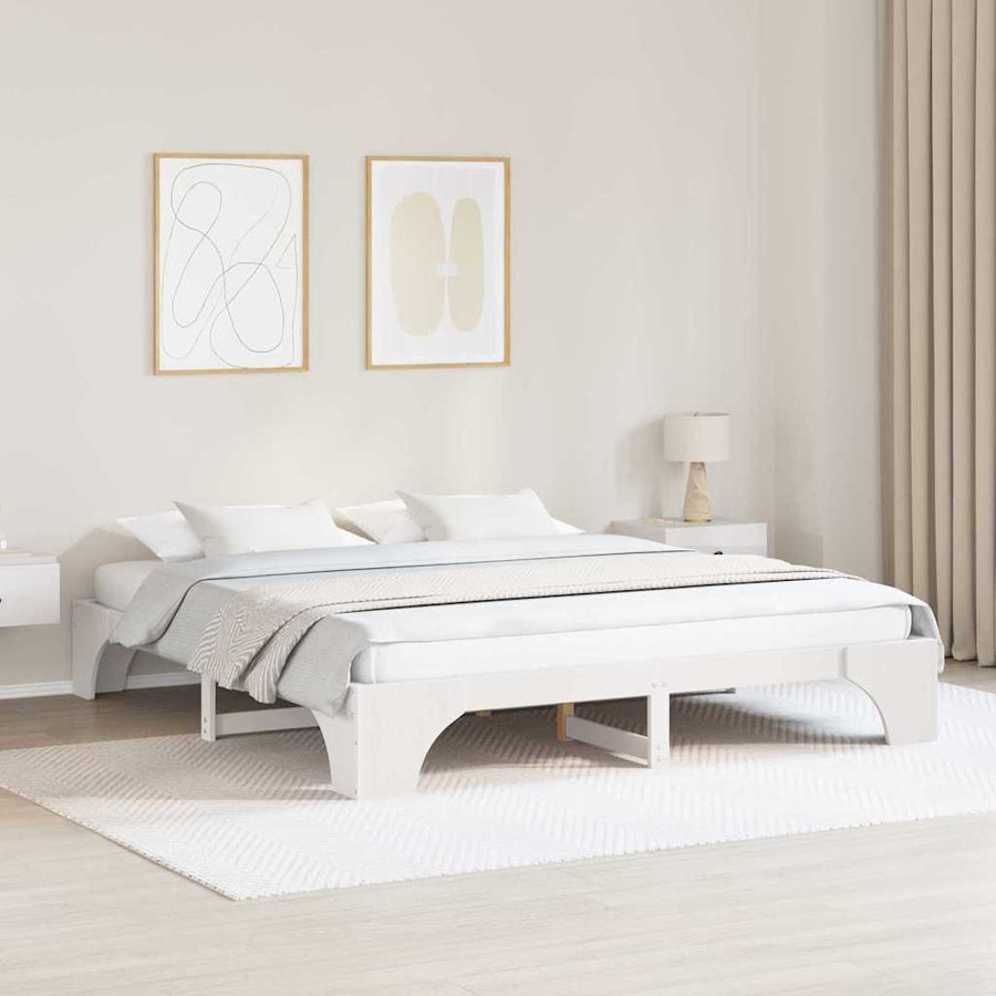 Bedframe Wit 200 x 200 cm Massief grenenhout