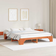Bedframe 200x200 cm massief grenenhout gewaxt bruin