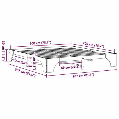 Gewaxte Bruin Bedbodem 200x200 cm Massief Grenen Hout