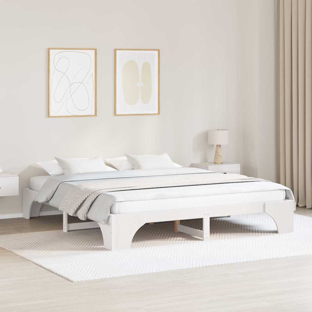 Bedframe Wit 180 x 200 cm Massief grenenhout