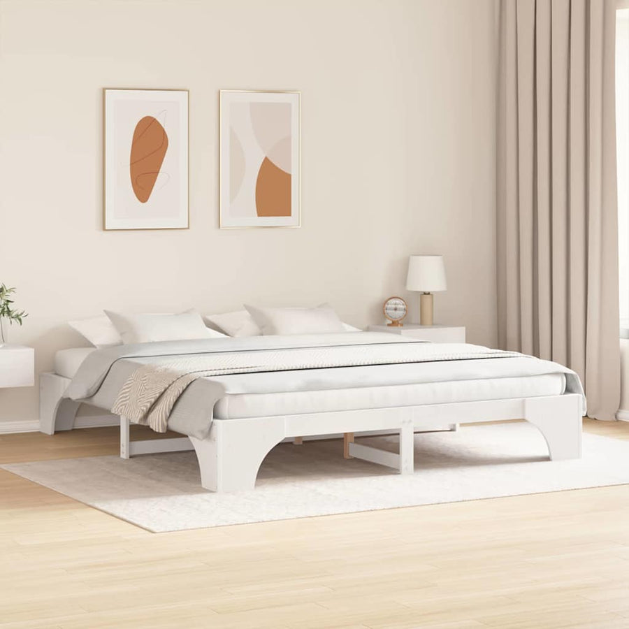 Bedframe Wit 180 x 200 cm Massief grenenhout