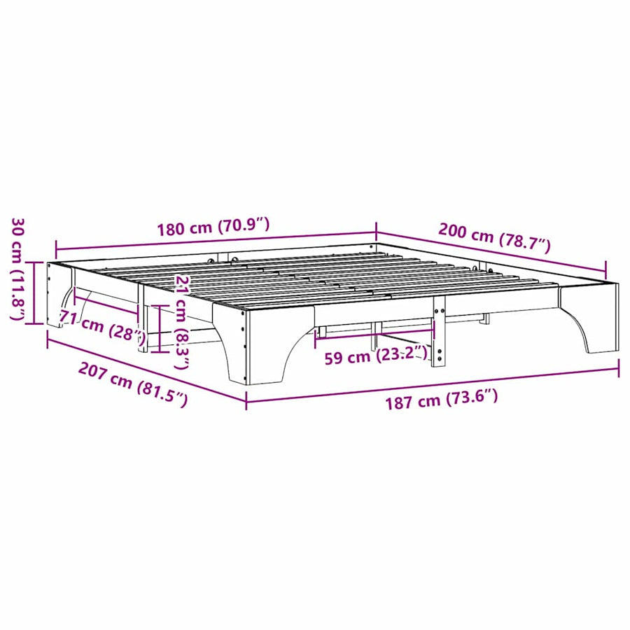 Bedframe Wit 180 x 200 cm Massief grenenhout