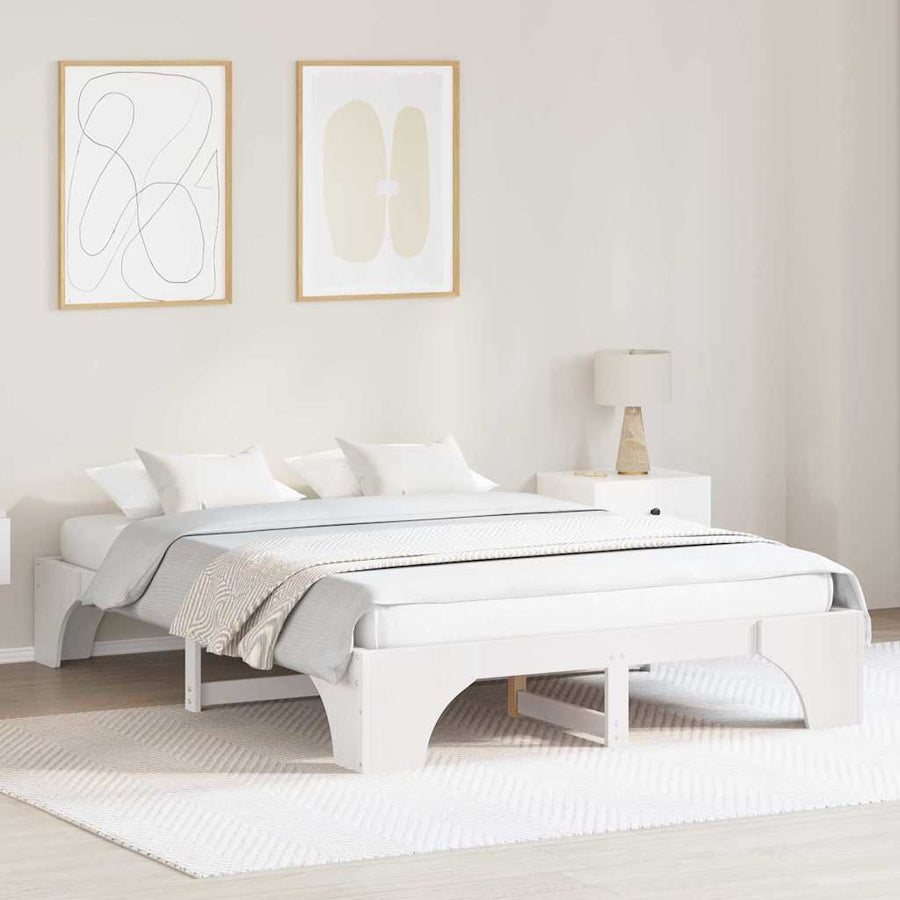 Bedframe Wit 160 x 200 cm Massief grenenhout