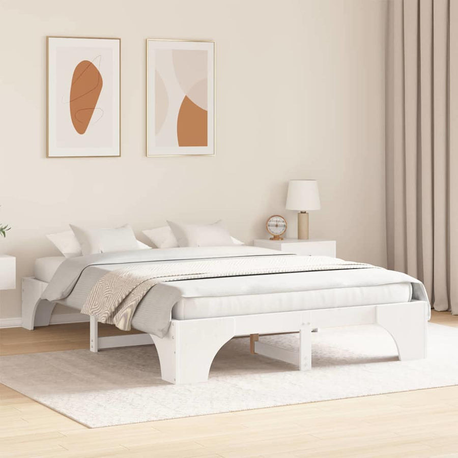 Bedframe Wit 160 x 200 cm Massief grenenhout