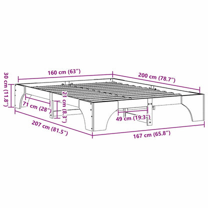 Bedframe Wit 160 x 200 cm Massief grenenhout