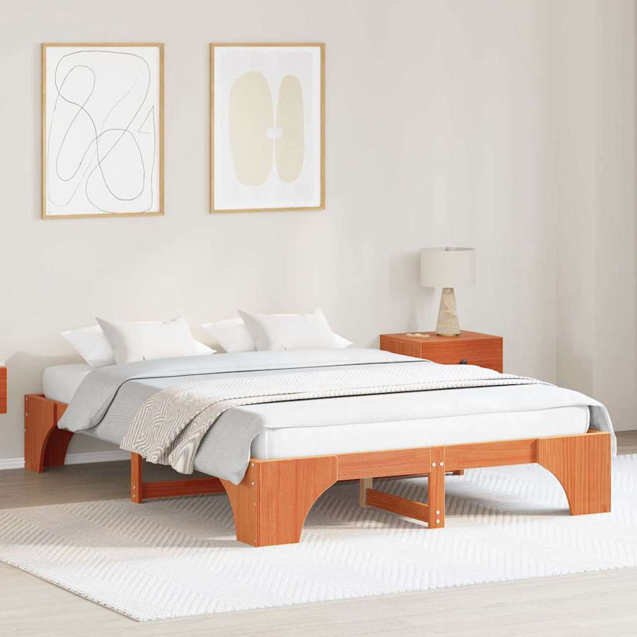 Bedframe Wasbruin 160 x 200 cm Massief grenenhout