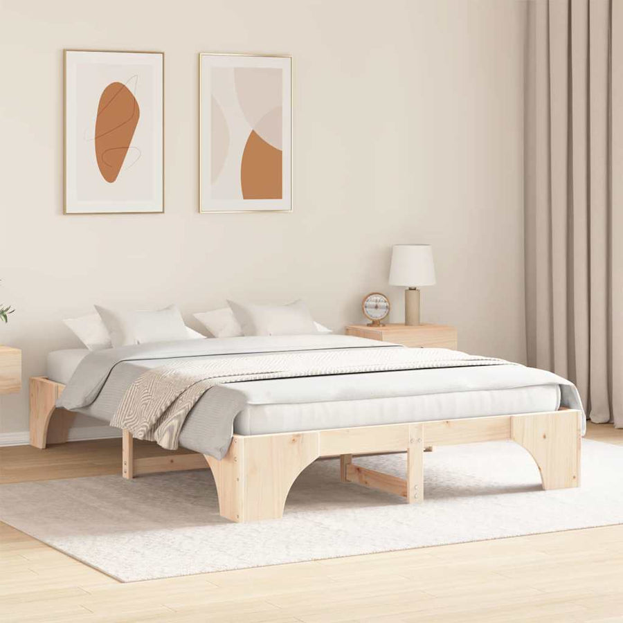 Bedframe 150 x 200 cm Massief Grenen Hout