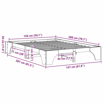 Bedframe 150 x 200 cm Massief Grenen Hout