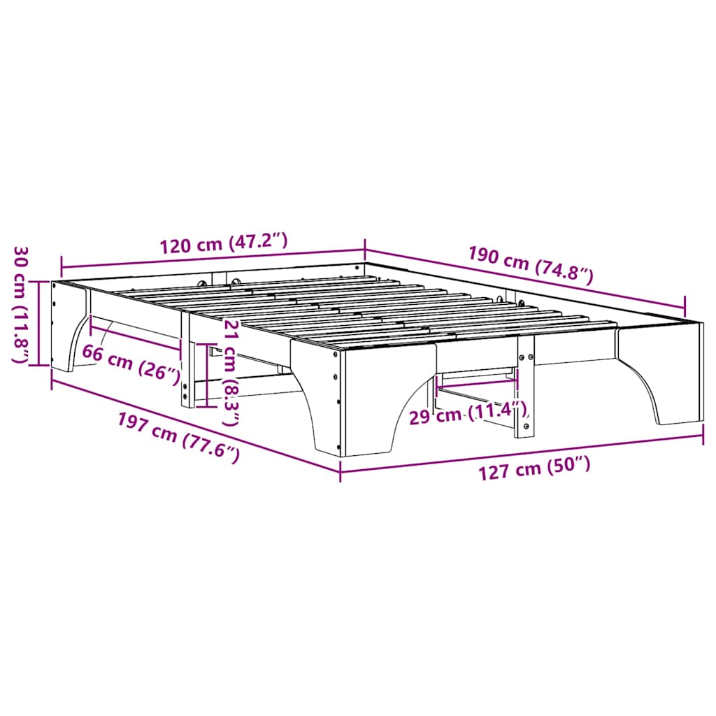 Bedbodem Gewaxte Bruin 120x190 cm Massief Grenenhout