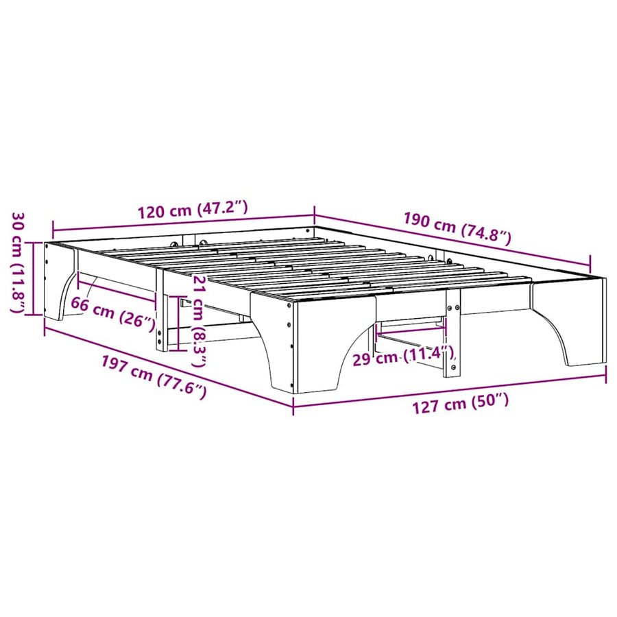 Bedbodem Gewaxte Bruin 120x190 cm Massief Grenenhout