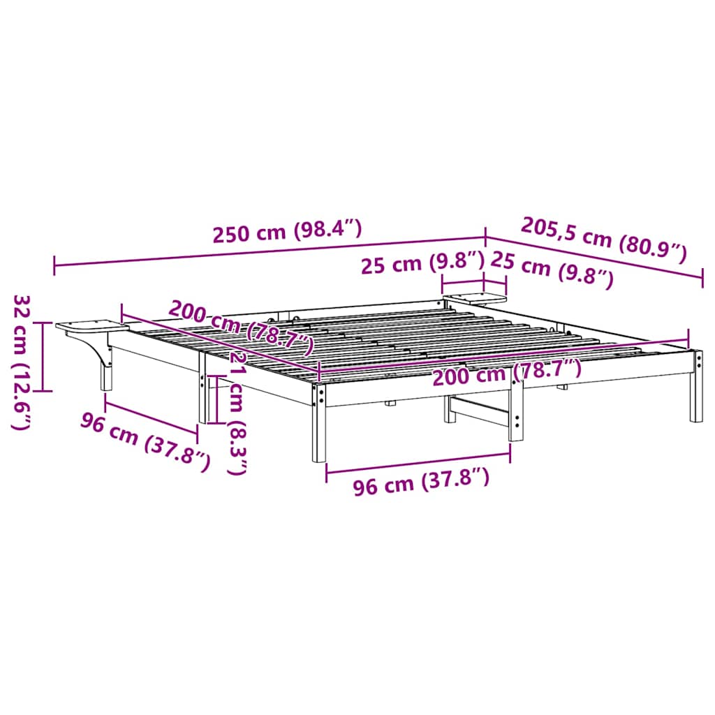 Bedframe met nachttafels Bruin 200 x 200 cm Bruin