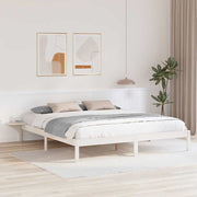 Bedframe 200x200 cm wit massief grenenhout