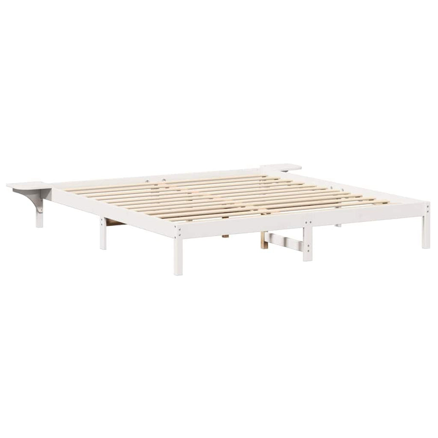 Bedframe met nachttafels Wit 200 x 200 cm Wit
