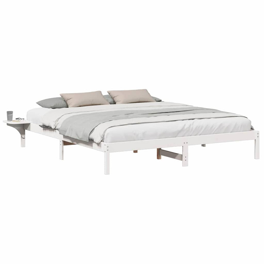 Bedframe met nachttafels Wit 200 x 200 cm Wit