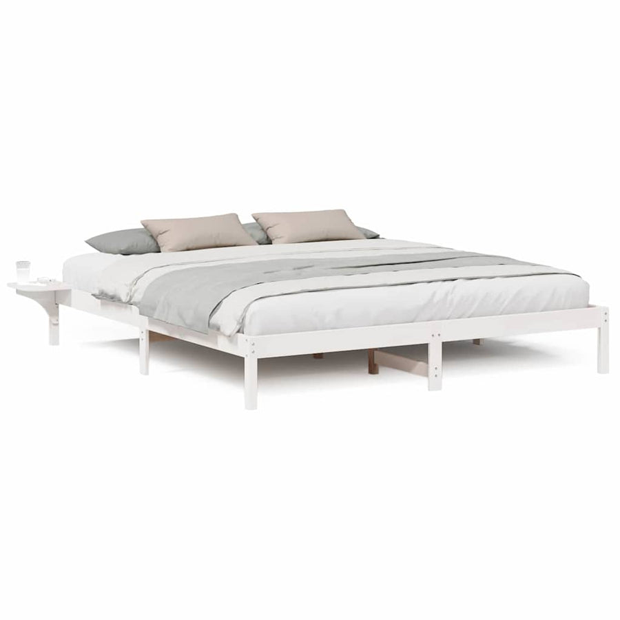 Bedframe met nachttafels Wit 200 x 200 cm Wit