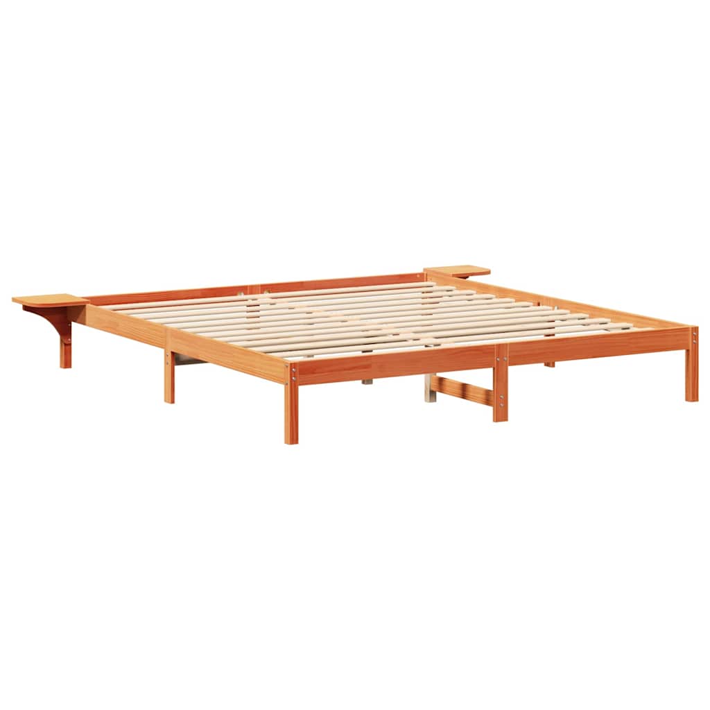 Bedframe met nachttafels Bruin 200 x 200 cm Wasbruin