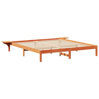 Bedframe met nachttafels Bruin 200 x 200 cm Wasbruin