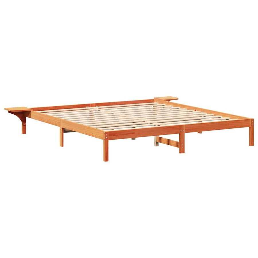 Bedframe met nachttafels Bruin 200 x 200 cm Wasbruin