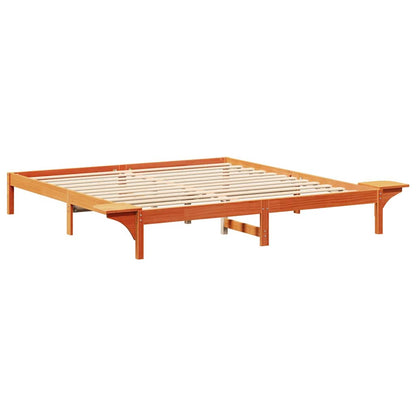 Bedframe met nachttafels Bruin 200 x 200 cm Wasbruin