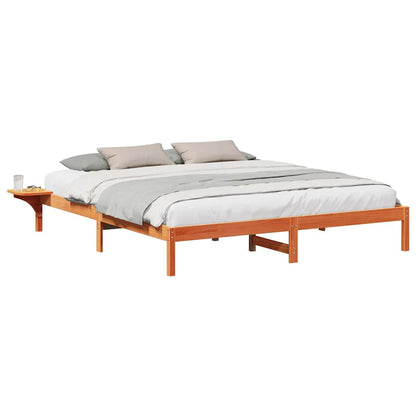 Bedframe met nachttafels Bruin 200 x 200 cm Wasbruin