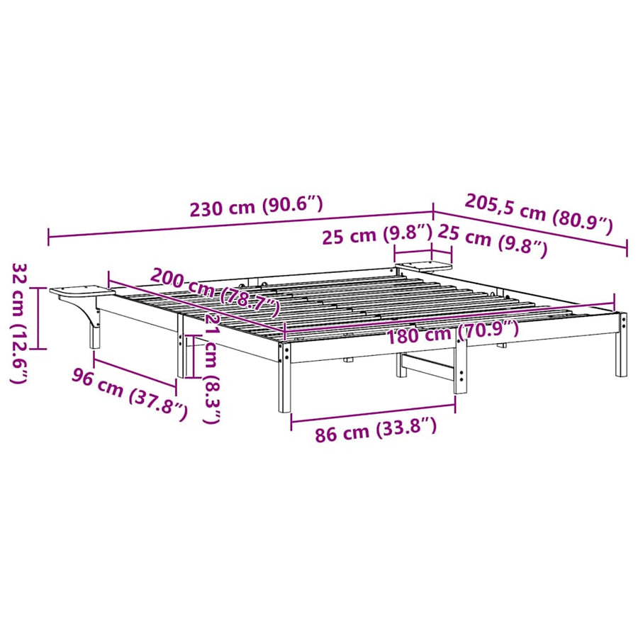 Bedframe met nachttafels Wit 180 x 200 cm Wit