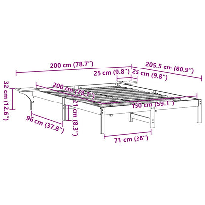 Bedframe met nachttafels Bruin 150 x 200 cm Wasbruin