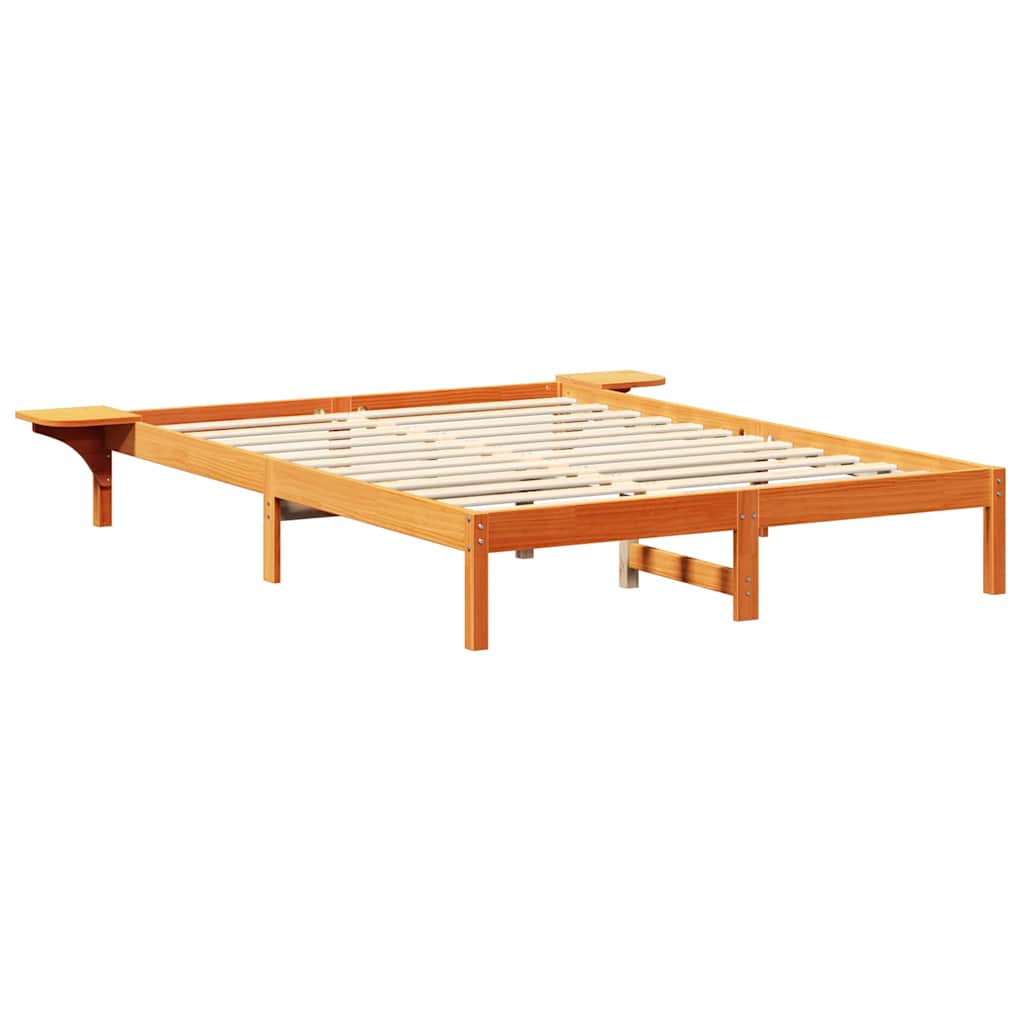 Bedframe met nachttafels Bruin 140 x 200 cm Wasbruin