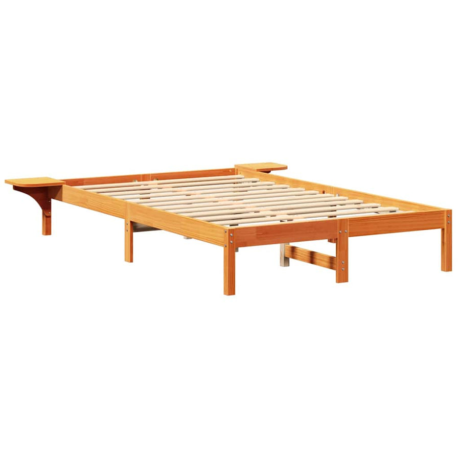 Bedframe met nachttafels Bruin 140 x 190 cm Wasbruin