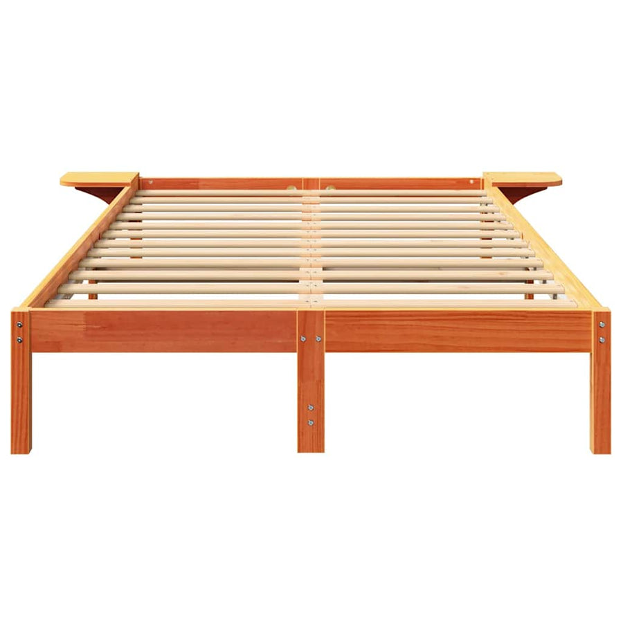 Bedframe met nachttafels Bruin 140 x 190 cm Wasbruin