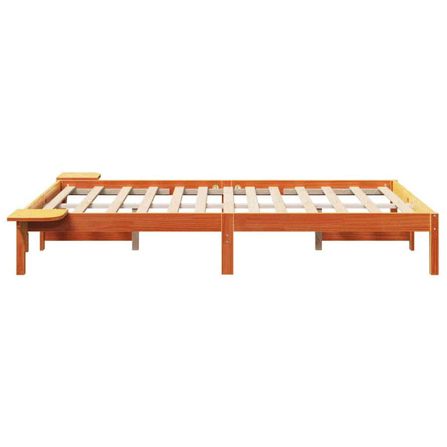 Bedframe met nachttafels Bruin 140 x 190 cm Wasbruin