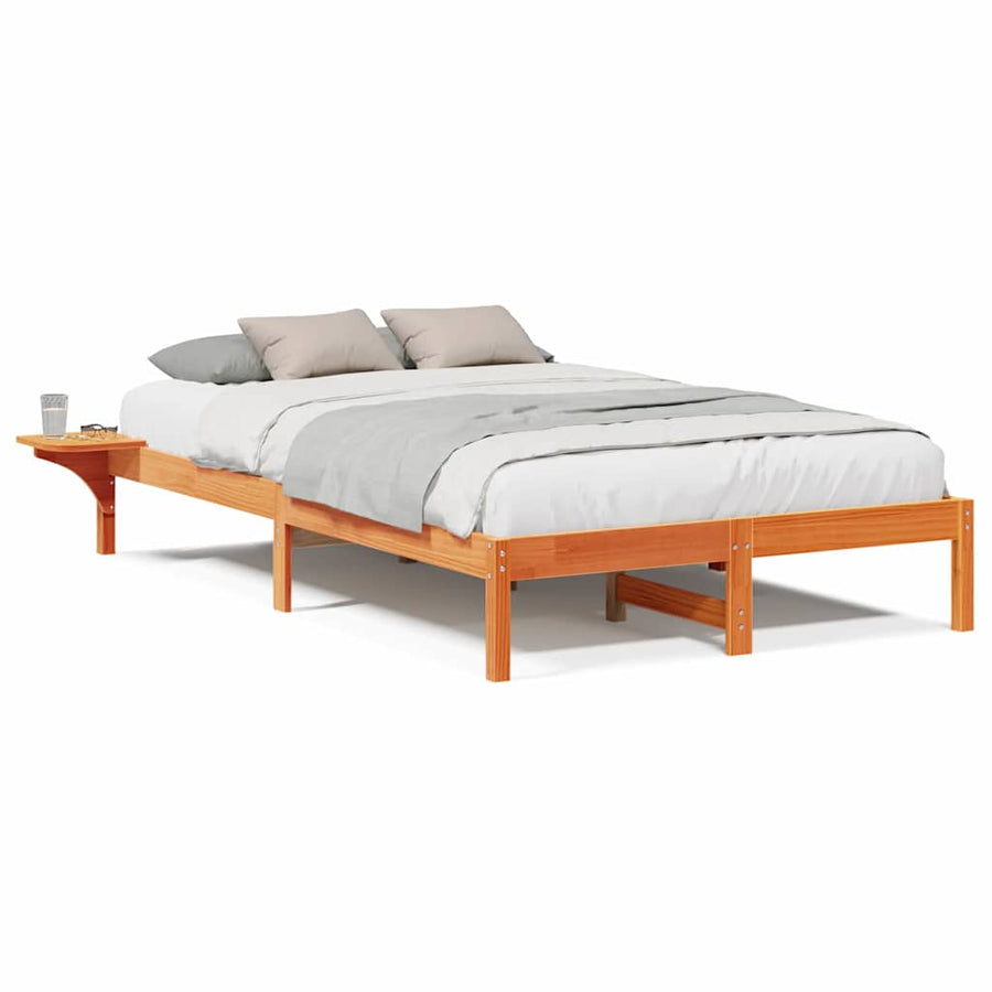 Bedframe met nachttafels Bruin 140 x 190 cm Wasbruin