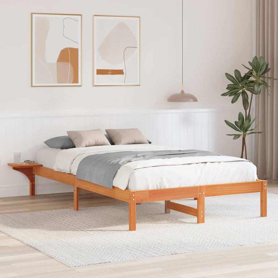 Bedframe met nachttafels Bruin 135 x 190 cm Wasbruin