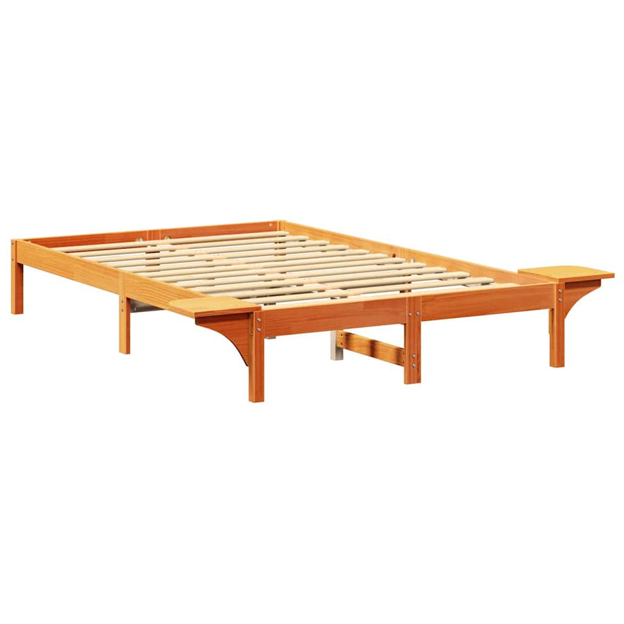 Bedframe met nachttafels Bruin 135 x 190 cm Wasbruin