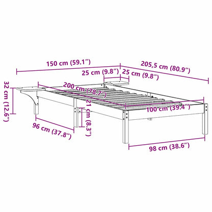 Bedframe met nachttafels Bruin 100 x 200 cm Bruin