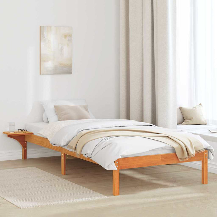 Bedframe met nachttafels Bruin 100 x 200 cm Wasbruin