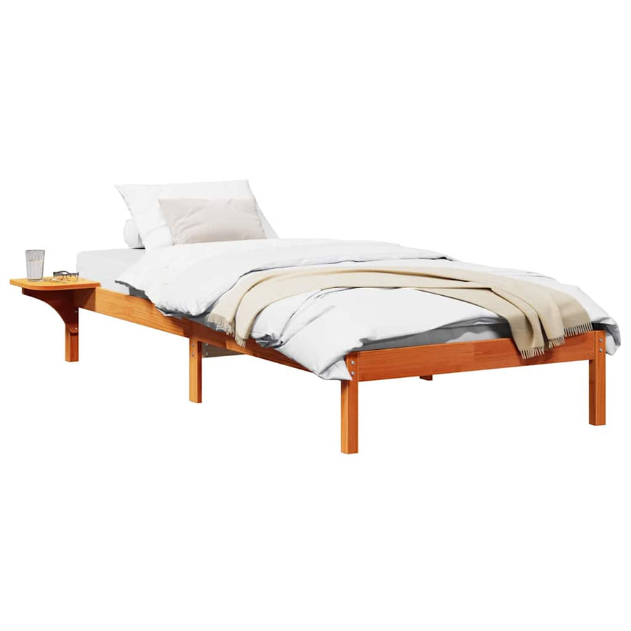 Bedframe met nachttafels Bruin 100 x 200 cm Wasbruin
