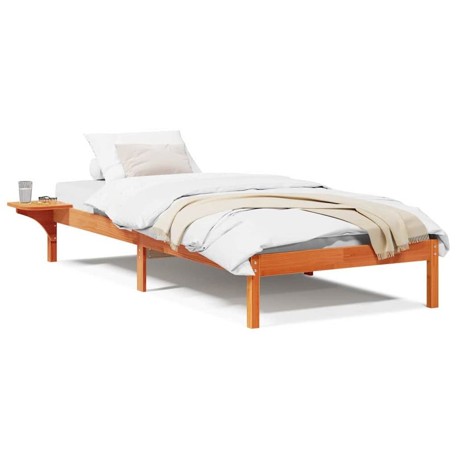 Bedframe met nachttafels Bruin 100 x 200 cm Wasbruin