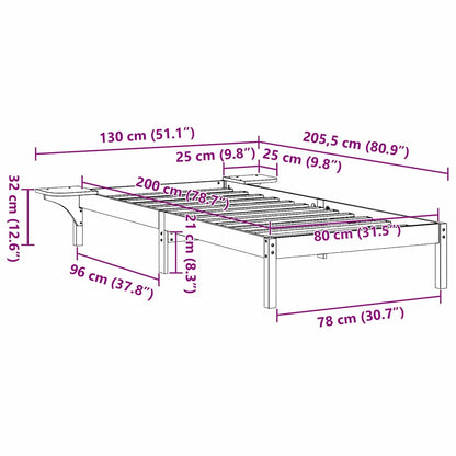 Bedframe met nachttafels Bruin 80 x 200 cm Bruin