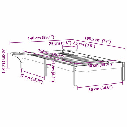 Bedframe met nachttafels Wit 90 x 190 cm Wit