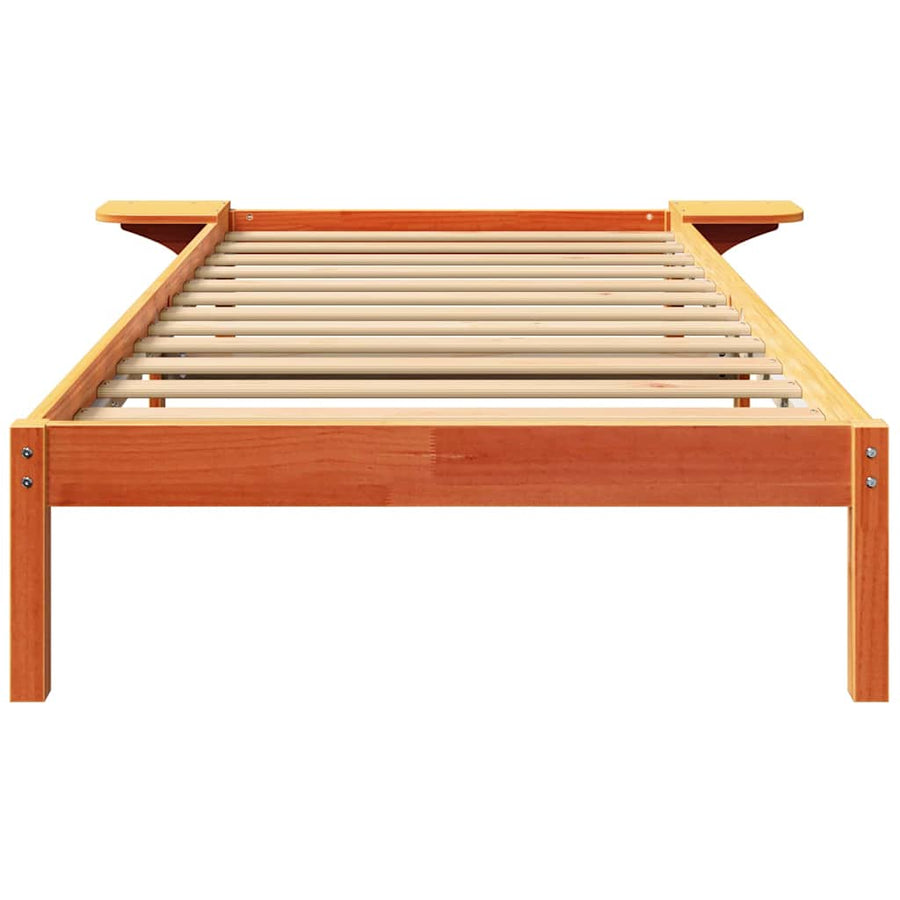 Bedframe met nachttafels Bruin 75 x 190 cm Wasbruin
