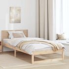 Bed Frame with Headboard Natural 90 x 200 cm Solid Pine Wood