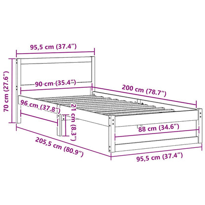 Bedombouw met Hoofdbord 90x200 cm Massief Hout