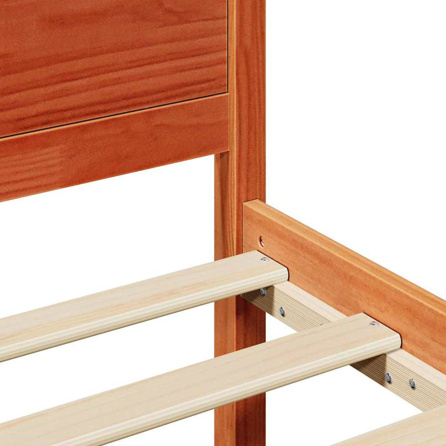 Bedframe met Hoofdeinde Wasbruin 75x190 cm Massief Vurenhout