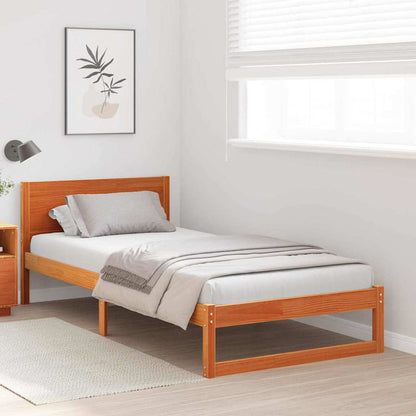 Bedframe met Hoofdeinde Wasbruin 75x190 cm Massief Vurenhout