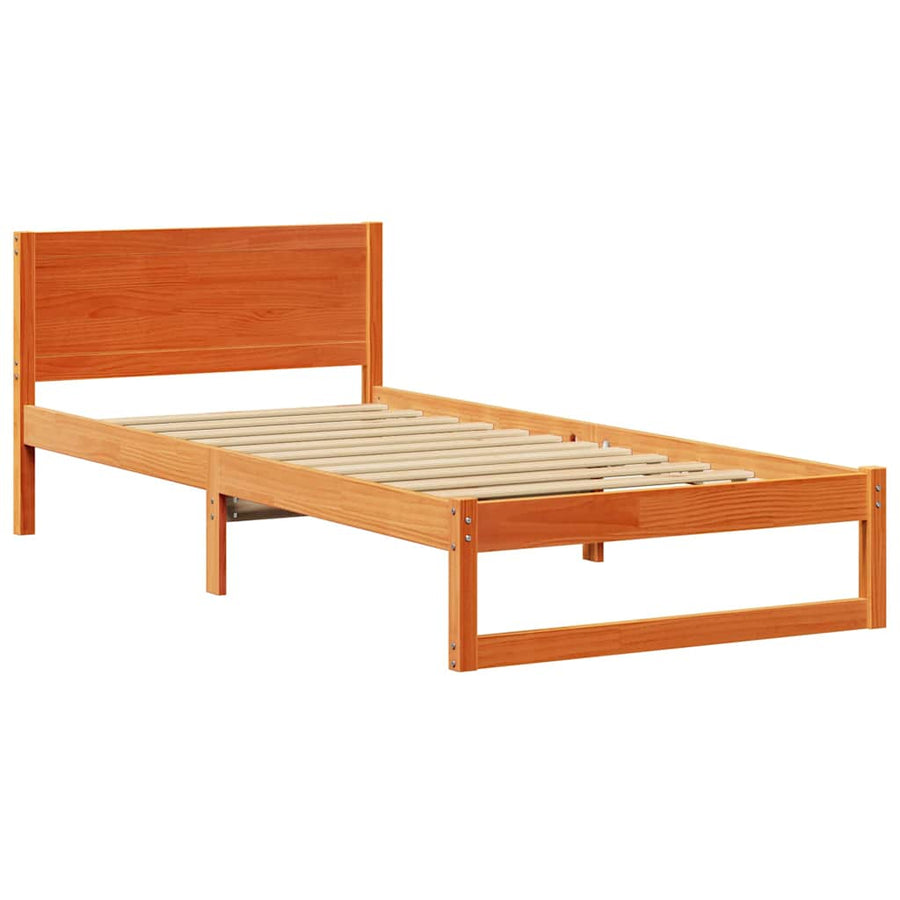 Bedframe met Hoofdeinde Wasbruin 75x190 cm Massief Vurenhout
