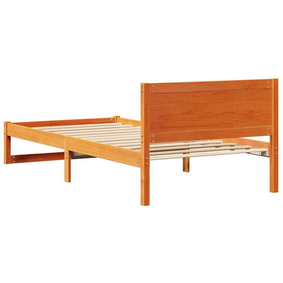 Bedframe met Hoofdeinde Wasbruin 75x190 cm Massief Vurenhout