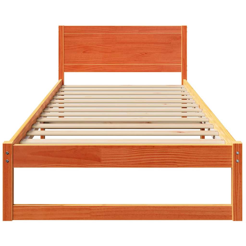 Bedframe met Hoofdeinde Wasbruin 75x190 cm Massief Vurenhout
