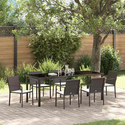 Tuin Eettafelset 7 Pcs Bruin En Zwart Pe Rattan